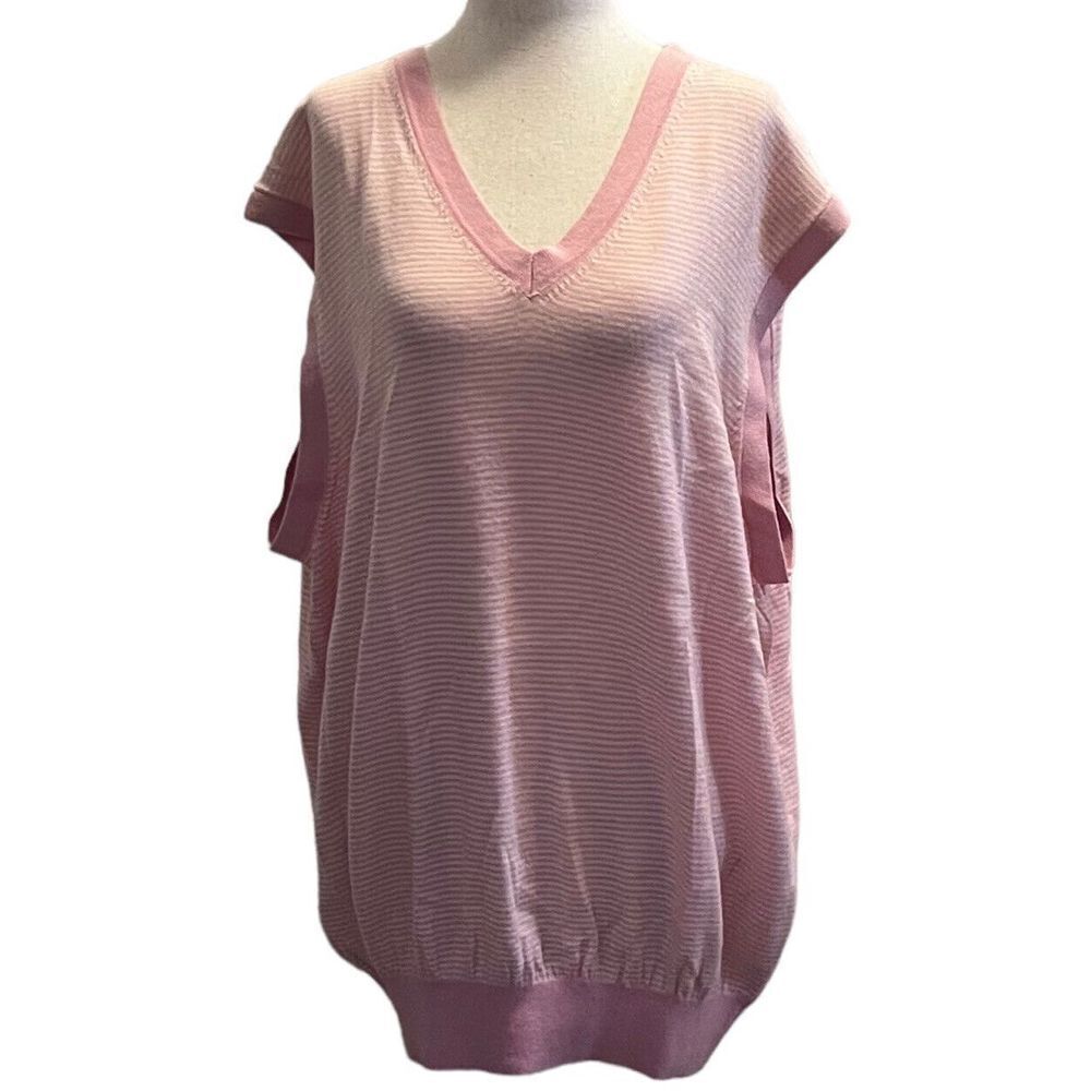 Martin Mens XLARGE Pink White Golf Italian Merino Wool SWEATER Vest Pullover